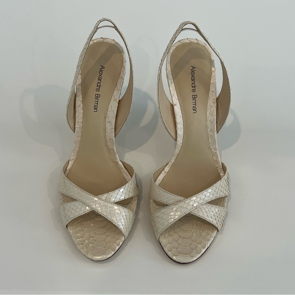 Alexandre Birman Ivory Exotic Python Sandals 7.5 - image 4